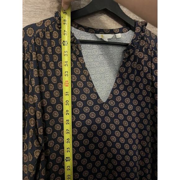 Boden Womens V Neck Sz 16 Dress Sunflower Geometric Tiered Stretch Flare Sleeve - Picture 5 of 7